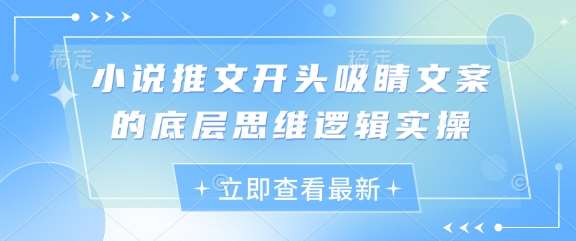 小说推文开头吸睛文案的底层思维逻辑实操-领学通
