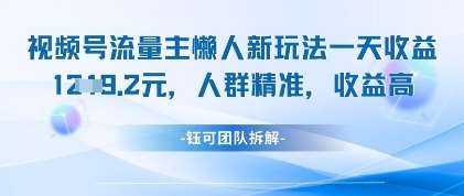 视频号流量主懒人新玩法，一天收益1k，人群精准收益高-领学通