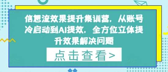 信息流效果提升集训营，从账号冷启动到AI提效，全方位立体提升效果解决问题-领学通