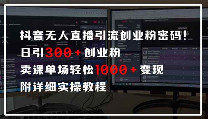 （14564期）抖音无人直播引流密码！日引300+创业粉 单场轻松1000+变现 附详细实操教程-领学通