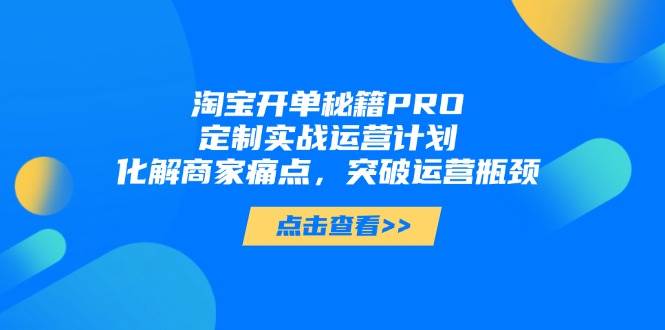 （14642期）淘宝开单秘籍PRO，定制实战运营计划，化解商家痛点，突破运营瓶颈-领学通