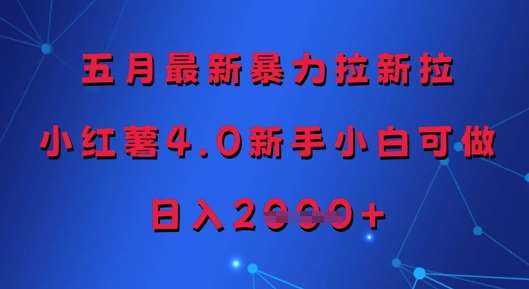 五月最新暴力拉新拉，小红薯4.0新手小白可做，日入多张-领学通