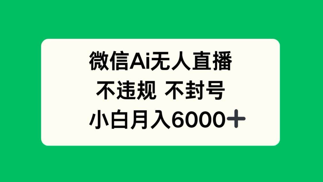 （14733期）微信AI无人直播，不违规 不封号 ，小白月入6000+-领学通