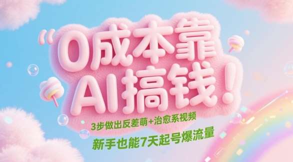 0成本靠AI搞钱！3步做出反差萌+治愈系视频，新手也能7天起号爆流量-领学通