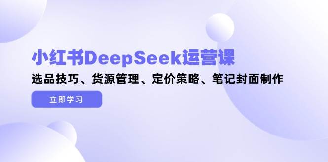 （14748期）小红书DeepSeek运营课，选品技巧、货源管理、定价策略、笔记封面制作-领学通