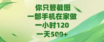 你只管截图，一部手机在家做，苹果安卓都可以，一天5张+【揭秘】-领学通