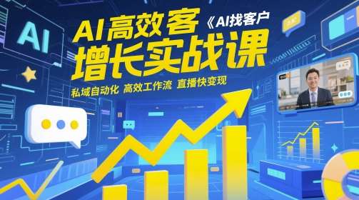 AI高效获客增长实战课，​AI找客户 私域自动化 高效工作流 直播快变现-领学通