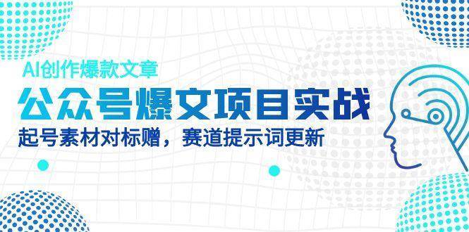 公众号爆文项目实战，AI创作爆款文章，起号素材对标赠（附赛道AI提示词）-领学通