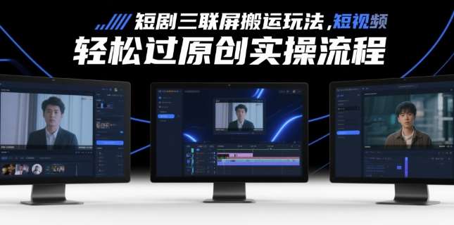 短剧三联屏搬运玩法，短剧搬运轻松过原创实操流程-领学通