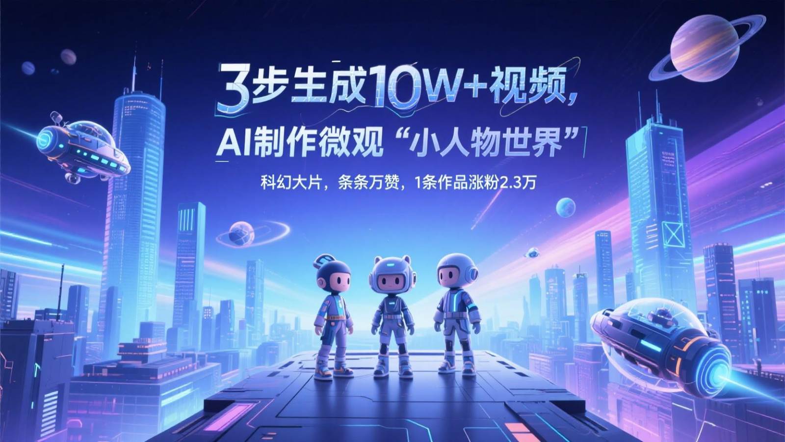 三步生成10W+视频，AI制作微观“小人物世界”科幻大片，条条万赞，1条作品涨粉2.3万-领学通