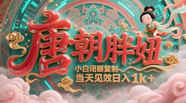 用AI克隆“唐朝胖妞”日更3条，平台疯狂推流，小白闭眼复制，当天见效，日入1k+-领学通