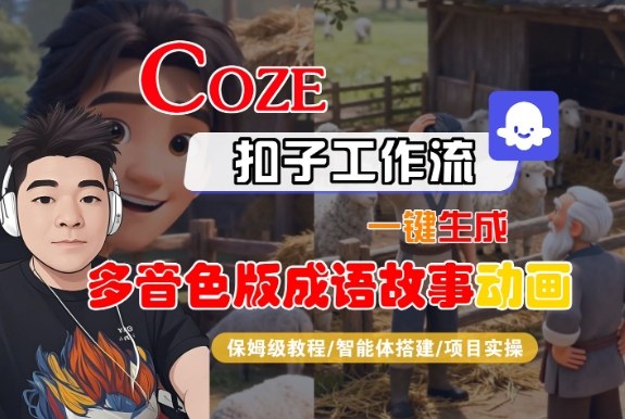 Coze扣子智能体工作流一键生成“多音色版成语故事“动画,全流程保姆级教学-领学通