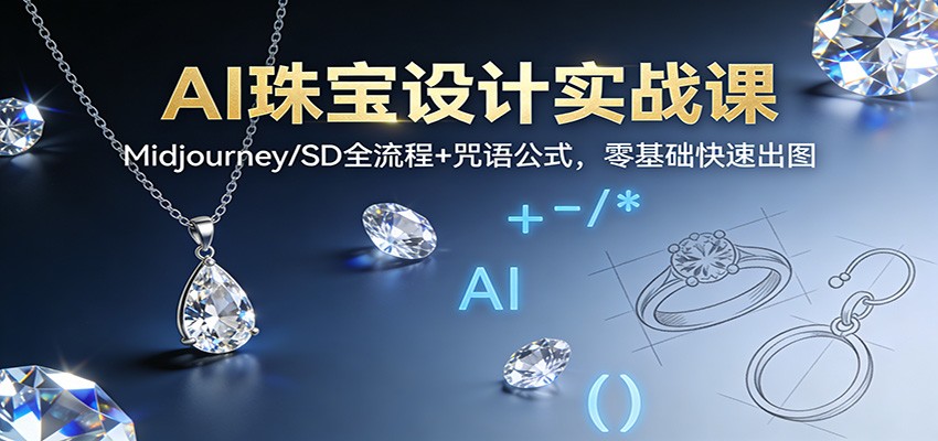 AI珠宝设计实战课:Midjourney/SD全流程+咒语公式,零基础快速出图-领学通