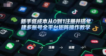 新手低成本从0到1注册并搭建多账号全平台矩阵操作教学，手机号-邮箱-IP-工具-领学通