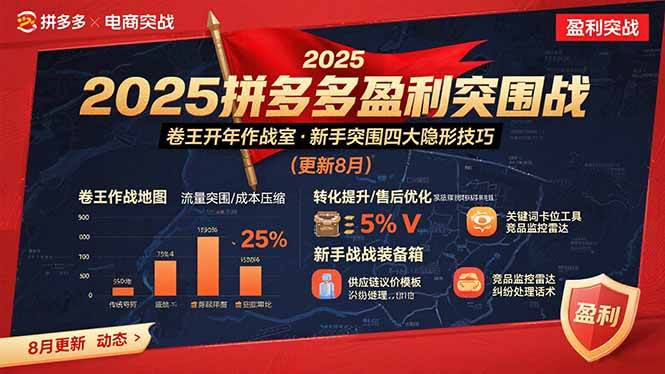 （15687期）2025拼多多盈利突围战：卷王开年作战室，新手突围四大隐形技巧(更新8月)-领学通