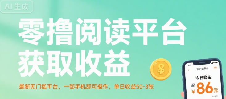 零撸阅读平台获取收益，最新无门槛平台，一部手机即可操作，单日收益50-3张【揭秘】-领学通