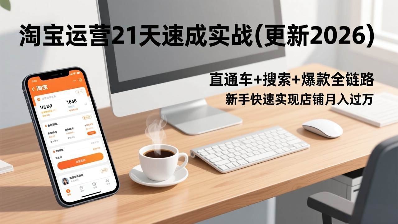 （17201期）淘宝运营21天速成实战(更新2026)，直通车+搜索+爆款全链路，新手快速实现店铺月入过万-领学通