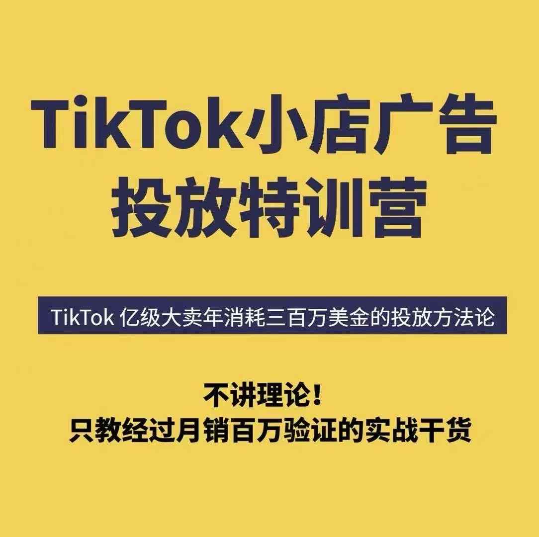 TikTok小店广告投放特训营，6天破局计划专治各种“投不动”，教你经过月销百万验证的实战干货-领学通