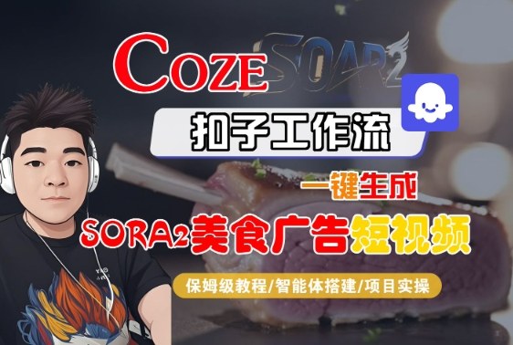 Coze扣子智能体工作流一键生成“SORA2美食广告“短视频,全流程保姆级教学-领学通