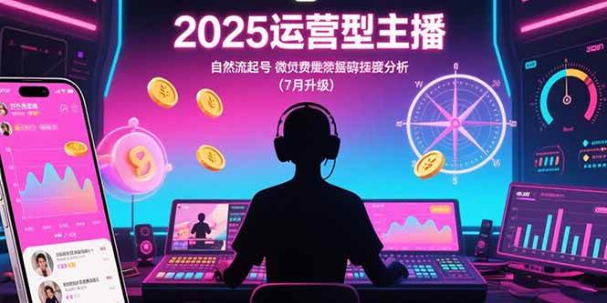 （15508期）2025运营型主播：自然流起号，微付费投放技巧，罗盘数据深度解析(7月更新)-领学通