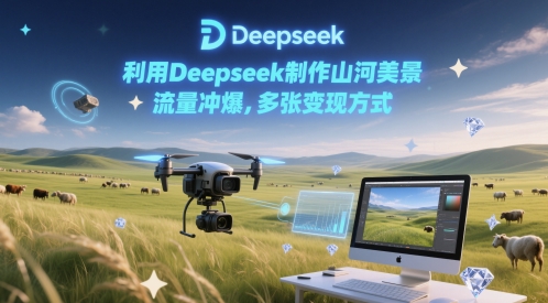 利用Deepseek制作山河美景，流量冲爆，多张变现方式-领学通