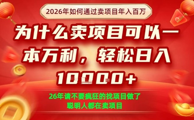 一单净利润1K+,26年想年入100个W,死磕卖项目就够了【揭秘】-领学通