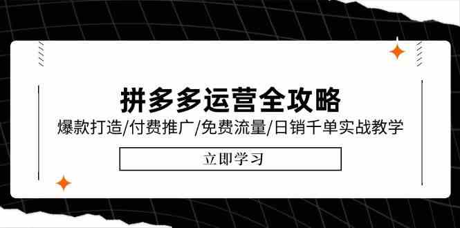 拼多多运营全攻略，爆款打造/付费推广/免费流量/日销千单实战教学/6月更新-领学通