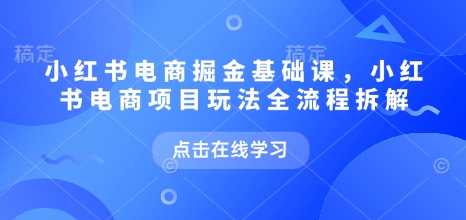 小红书电商掘金课，小红书电商项目玩法全流程拆解（更新7月）-领学通