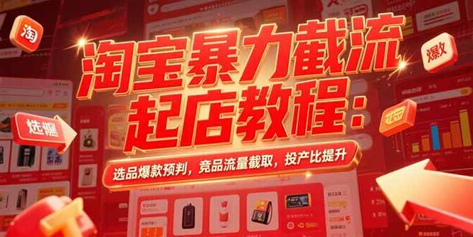 （15468期）淘宝暴力截流起店教程：选品爆款预判，竞品流量截取，投产比提升-领学通