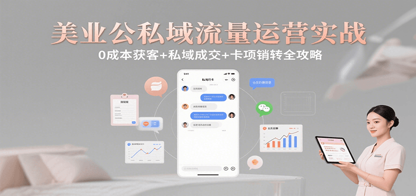 美业公私域流量运营实战：0成本获客+私域成交+卡项销转全攻略-领学通