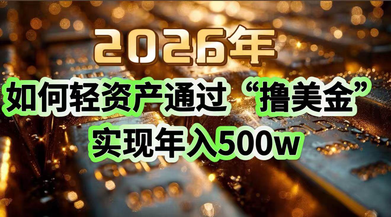 （17033期）2026年如何轻资产通过“撸美金”实现年入500w-领学通