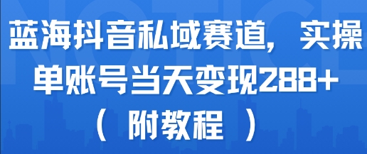 蓝海抖音私域赛道，实操单账号当天变现288+(附教程)-领学通