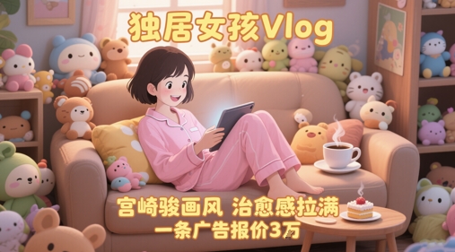 单个账号涨粉71W！用AI制作独居女孩Vlog，宫崎骏画风，治愈感拉满，一条广告报价3W-领学通