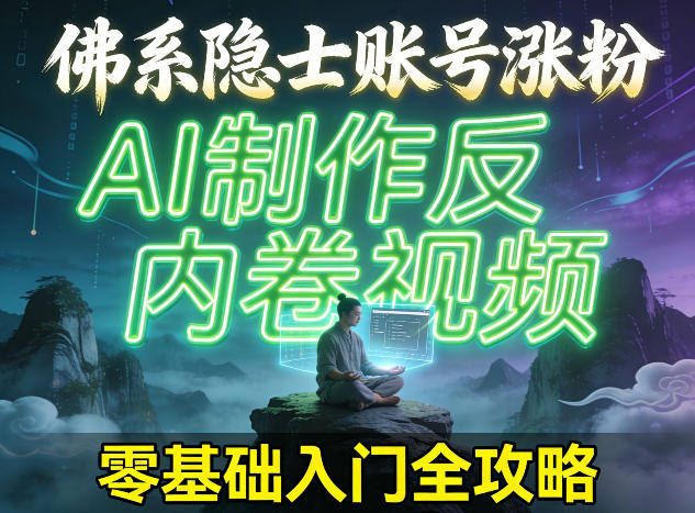佛系隐士账号涨粉，AI制作反内卷视频，零基础入门全攻略-领学通