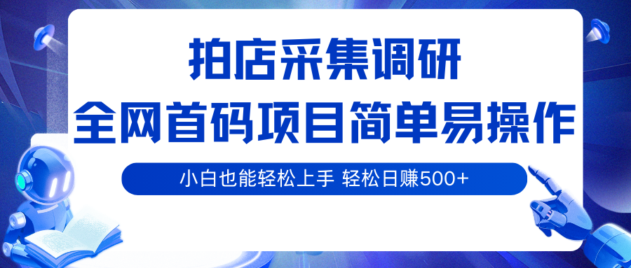 拍店采集调研，全网首码项目，简单易操作， 小白也能轻松上手，轻松日赚500+-领学通