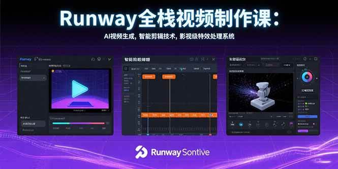 （15515期）Runway全栈视频制作课：AI视频生成，智能剪辑技术，影视级特效处理系统-领学通