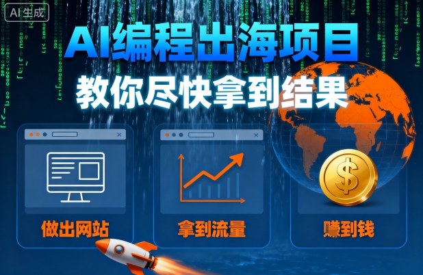 AI编程出海项目，教你尽快拿到结果-做出网站、拿到流量、賺到钱-领学通