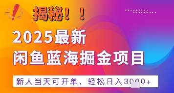 2025最新闲鱼蓝海掘金项目，新人当天可开单，轻松日入多张+的保姆级教程-领学通