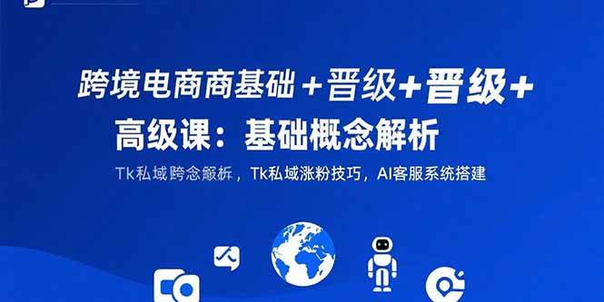 （15496期）跨境电商基础+晋级+高级课：基础概念解析,Tk私域涨粉技巧,AI客服系统搭建-领学通