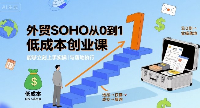 外贸SOHO从0到1低成本创业课，能够立刻上手实操与落地执行-领学通