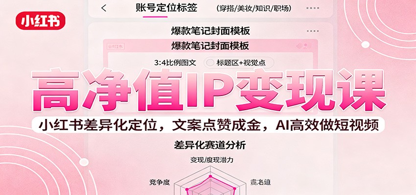 高净值IP变现课:小红书差异化定位,文案点赞成金, AI高效做短视频-领学通