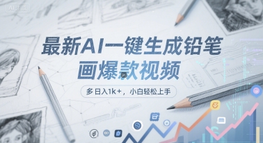 最新AI一键生成铅笔画爆款视频，多平台分发，日 入1k+，小白轻松上手【揭秘】-领学通