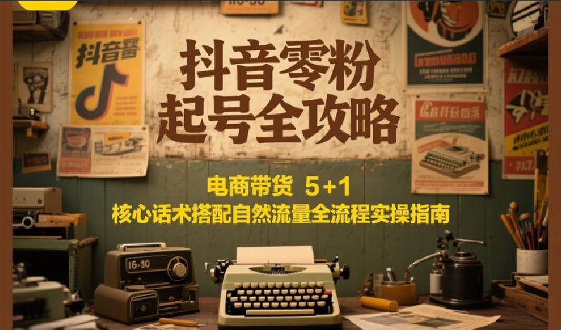 抖音零粉起号全攻略：电商带货 5+1 核心话术搭配自然流量全流程实操指南-领学通