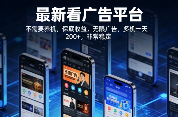 最新看广告平台，不需要养机，保底收益，无限广告，多机一天200+，非常稳定【揭秘】-领学通