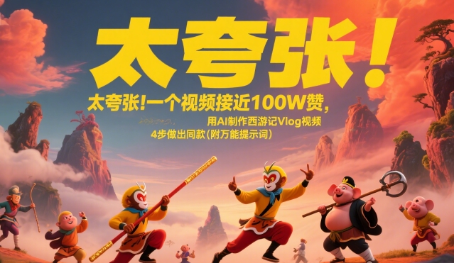 太夸张！一个视频接近100W赞，用AI制作西游记Vlog视频，全流程拆解来了(附万能提示词)-领学通