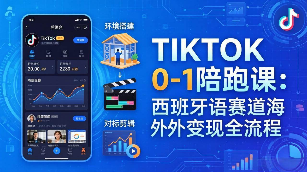 （17908期）TIKTOK 0-1 陪跑课：从环境搭建到刷对标剪辑，西班牙语赛道海外变现全流程-领学通