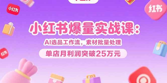 （15462期）小红书爆量实战课：AI选品工作流，素材批量处理，单店月利润突破25万元-领学通