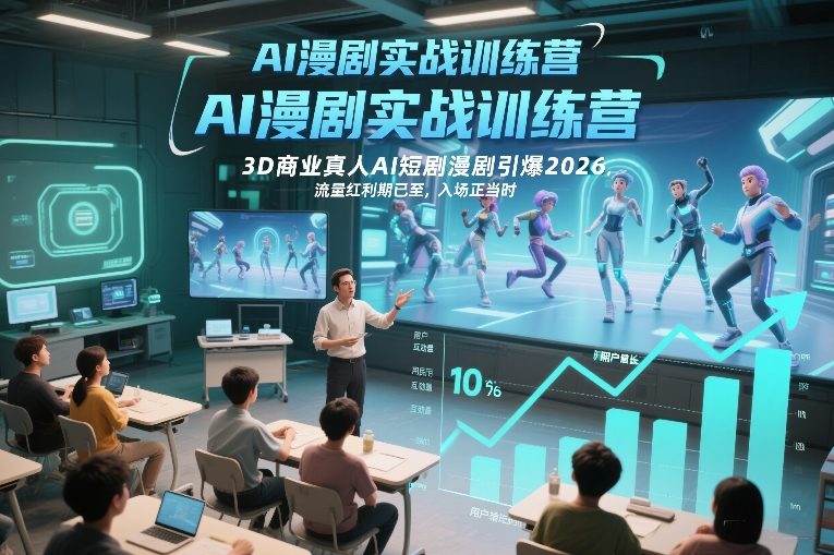 AI漫剧实战训练营,3D商业真人AI短剧漫剧引爆2026,流量红利期已至,入场正当时-领学通