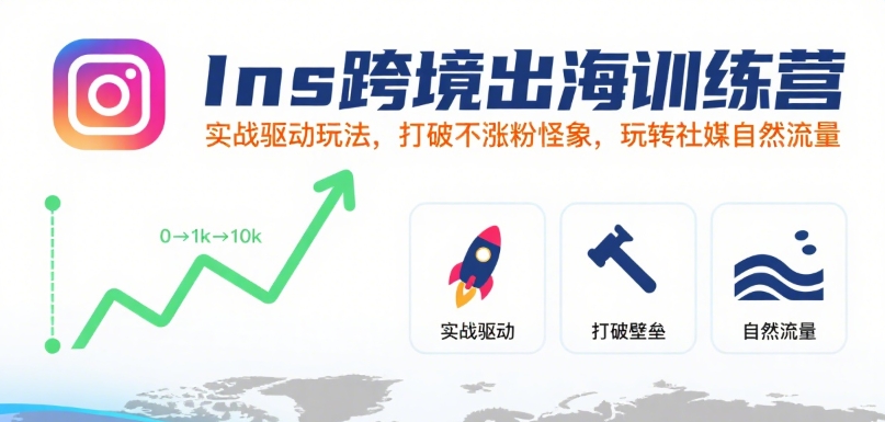 Ins跨境出海训练营，实战驱动玩法，打破不涨粉怪象，玩转社媒自然流量-领学通