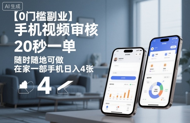 【0门槛副业】手机视频审核,20秒一单,随时随地可做,在家一部手机日入4张【揭秘】-领学通
